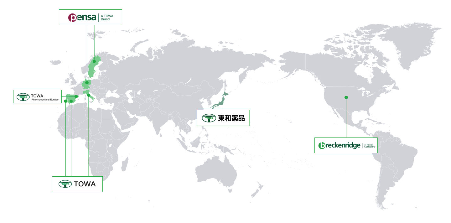 東和薬品グループの世界拠点地図