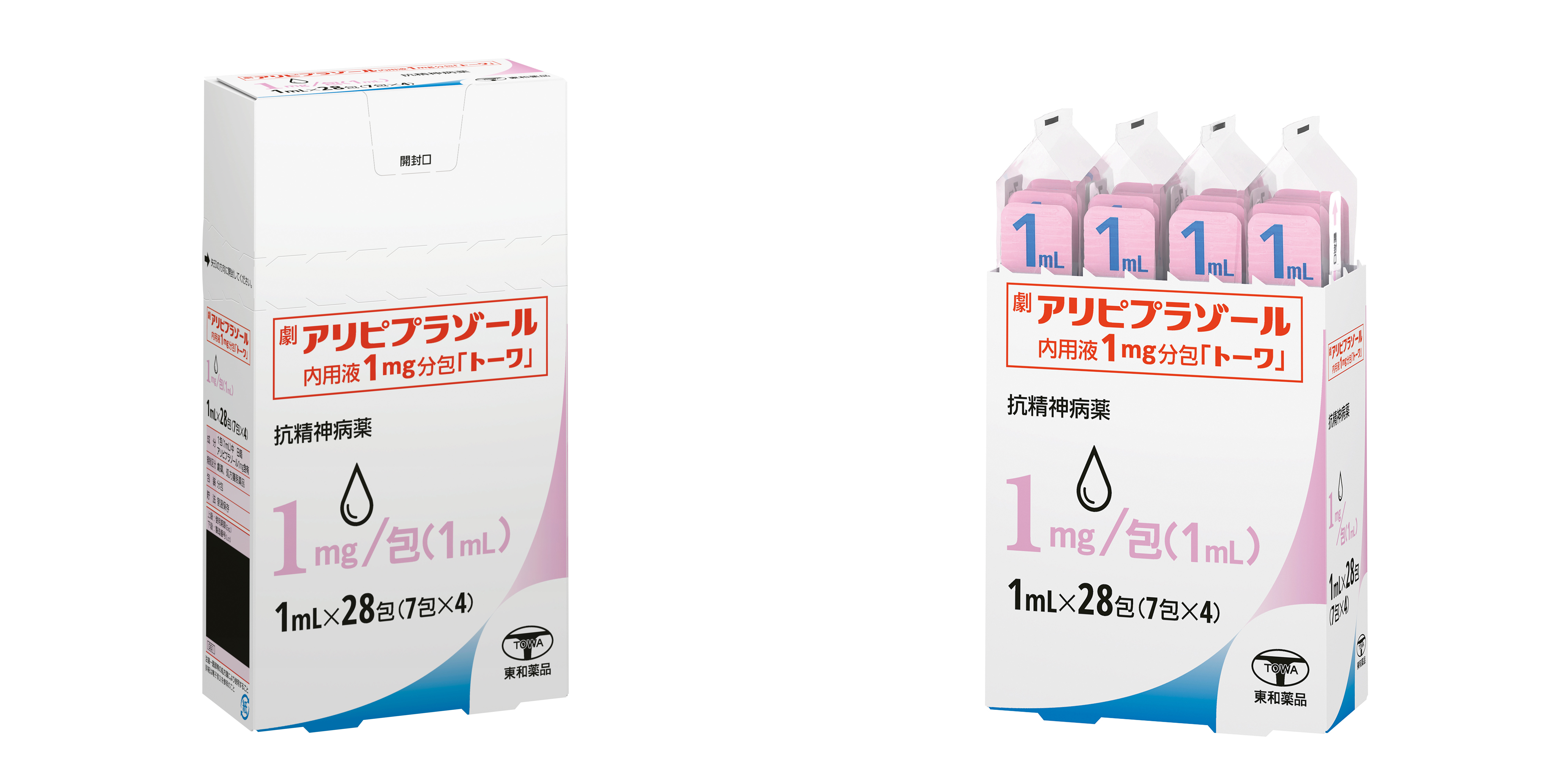 アリピプラゾール内用液1mg分包「トーワ」個装箱写真